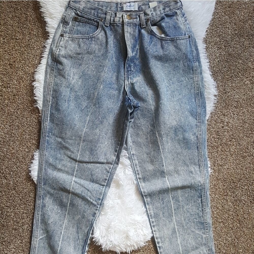 Chic Vintage High Rise Acid Wash Mom Jeans Women's Size 14 P Petite‎